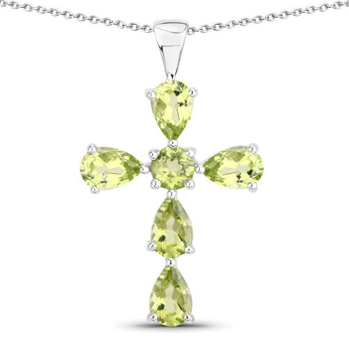 2.24 Carat Genuine Peridot .925 Sterling Silver Pendant Bids.com