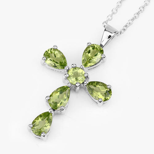 2.24 Carat Genuine Peridot .925 Sterling Silver Pendant Bids.com