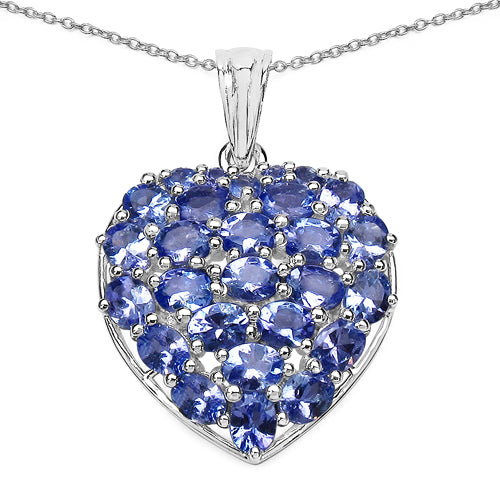 3.96 Carat Genuine Tanzanite .925 Sterling Silver Pendant Bids.com