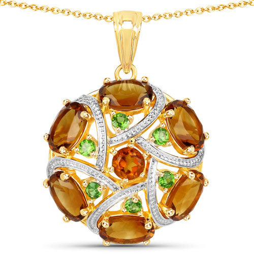 6.87 Carat Genuine Multi Stones .925 Sterling Silver Pendant Bids.com