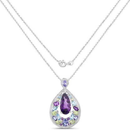 6.40 Carat Genuine Multi Stones .925 Sterling Silver Pendant Bids.com