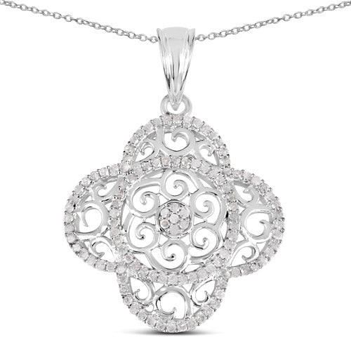 0.57 Carat Genuine White Diamond .925 Sterling Silver Pendant Bids.com