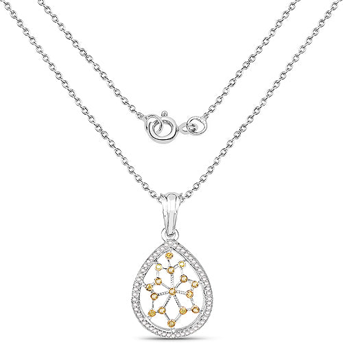 0.45 Carat Genuine White Diamond and Yellow Diamond .925 Sterling Silver Pendant Bids.com