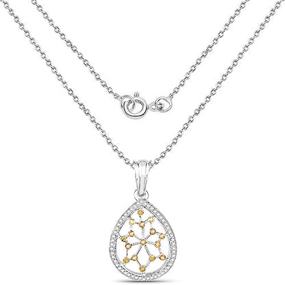 0.45 Carat Genuine White Diamond and Yellow Diamond .925 Sterling Silver Pendant Bids.com