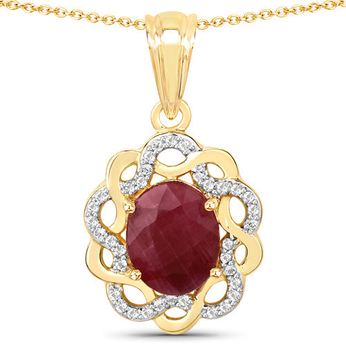 3.43 Carat Genuine Ruby and White Topaz .925 Sterling Silver Pendant Bids.com