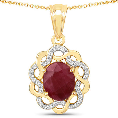 3.43 Carat Genuine Ruby and White Topaz .925 Sterling Silver Pendant Bids.com