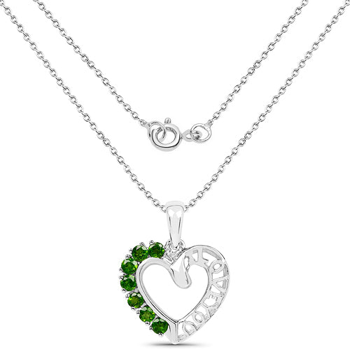 14K White Gold Plated 0.84 Carat Genuine Chrome Diopside .925 Sterling Silver Pendant Bids.com