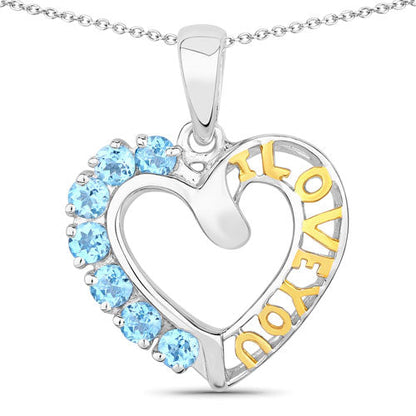 0.84 Carat Genuine Swiss Blue Topaz .925 Sterling Silver Pendant Bids.com
