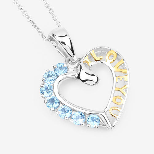 0.84 Carat Genuine Swiss Blue Topaz .925 Sterling Silver Pendant Bids.com