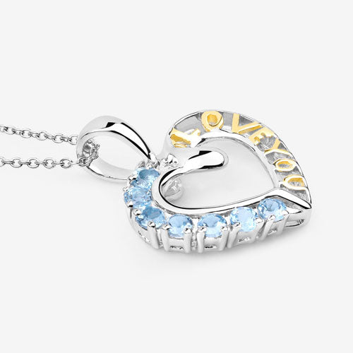 0.84 Carat Genuine Swiss Blue Topaz .925 Sterling Silver Pendant Bids.com