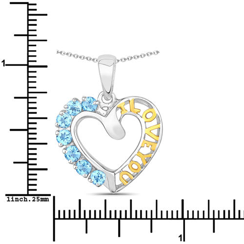 0.84 Carat Genuine Swiss Blue Topaz .925 Sterling Silver Pendant Bids.com