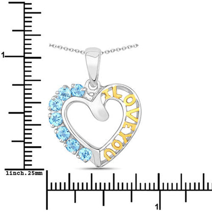 0.84 Carat Genuine Swiss Blue Topaz .925 Sterling Silver Pendant Bids.com