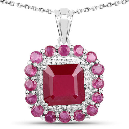 8.48 Carat Glass Filled Ruby and White Topaz .925 Sterling Silver Pendant Bids.com
