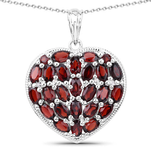 6.98 Carat Genuine Garnet and White Topaz .925 Sterling Silver Pendant Bids.com