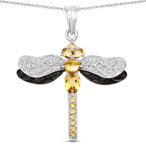 1.79 Carat Genuine Citrine and White Topaz .925 Sterling Silver Pendant Bids.com