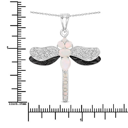 1.41 Carat Genuine Ethiopian Opal and White Topaz .925 Sterling Silver Pendant Bids.com