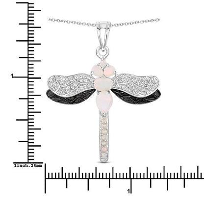 1.41 Carat Genuine Ethiopian Opal and White Topaz .925 Sterling Silver Pendant Bids.com