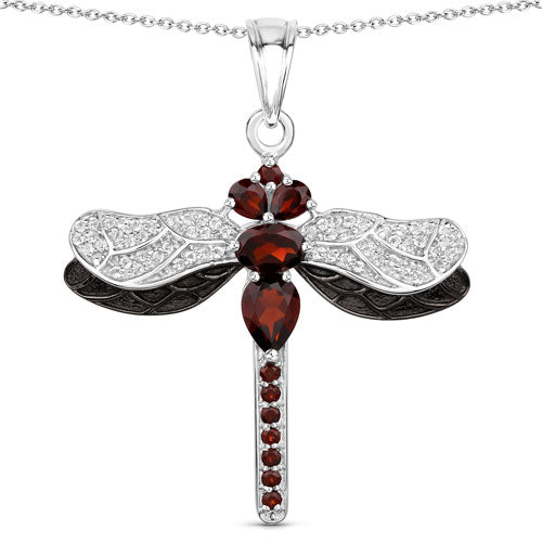 2.29 Carat Genuine Garnet and White Topaz .925 Sterling Silver Pendant Bids.com