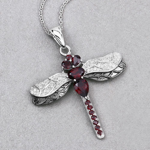 2.29 Carat Genuine Garnet and White Topaz .925 Sterling Silver Pendant Bids.com