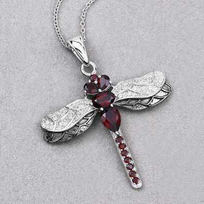 2.29 Carat Genuine Garnet and White Topaz .925 Sterling Silver Pendant Bids.com