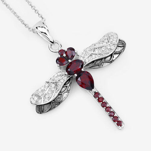 2.29 Carat Genuine Garnet and White Topaz .925 Sterling Silver Pendant Bids.com