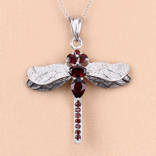 2.29 Carat Genuine Garnet and White Topaz .925 Sterling Silver Pendant Bids.com