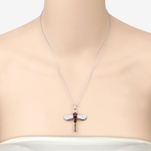 2.29 Carat Genuine Garnet and White Topaz .925 Sterling Silver Pendant Bids.com