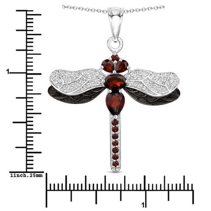 2.29 Carat Genuine Garnet and White Topaz .925 Sterling Silver Pendant Bids.com