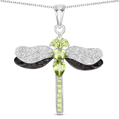 1.98 Carat Genuine Peridot and White Topaz .925 Sterling Silver Pendant Bids.com