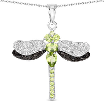 1.98 Carat Genuine Peridot and White Topaz .925 Sterling Silver Pendant Bids.com