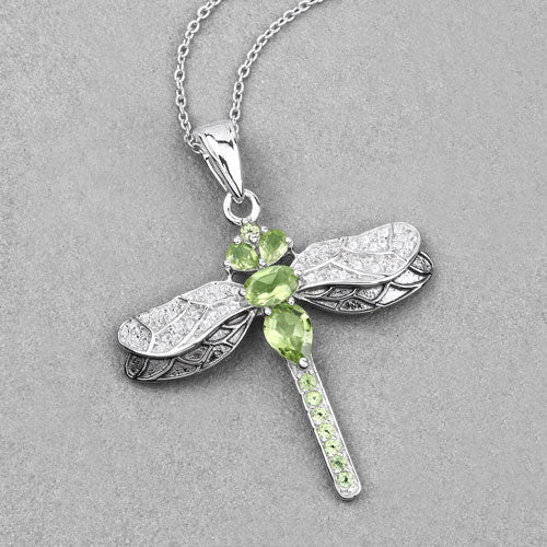 1.98 Carat Genuine Peridot and White Topaz .925 Sterling Silver Pendant Bids.com