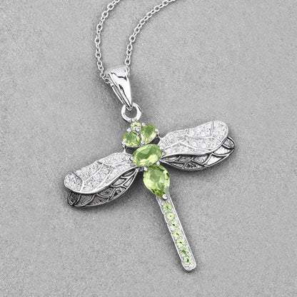 1.98 Carat Genuine Peridot and White Topaz .925 Sterling Silver Pendant Bids.com