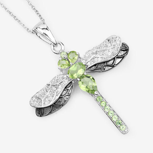 1.98 Carat Genuine Peridot and White Topaz .925 Sterling Silver Pendant Bids.com