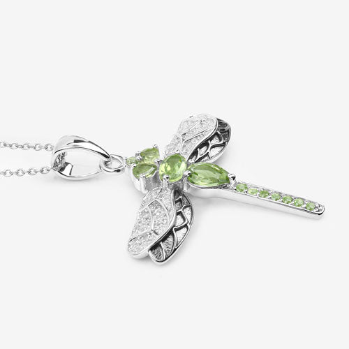 1.98 Carat Genuine Peridot and White Topaz .925 Sterling Silver Pendant Bids.com