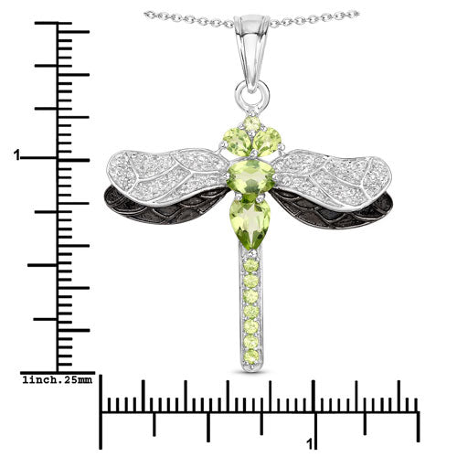 1.98 Carat Genuine Peridot and White Topaz .925 Sterling Silver Pendant Bids.com
