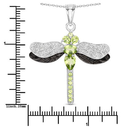 1.98 Carat Genuine Peridot and White Topaz .925 Sterling Silver Pendant Bids.com