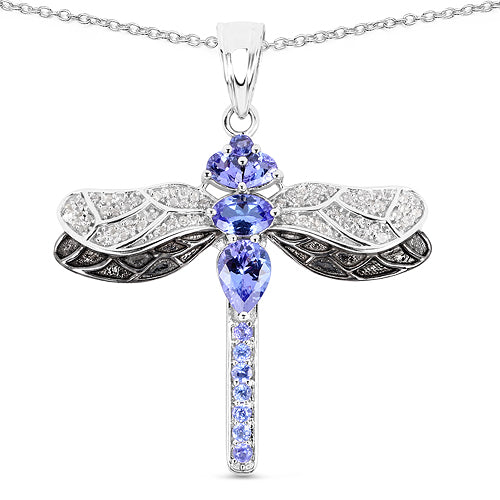 1.93 Carat Genuine Tanzanite and White Topaz .925 Sterling Silver Pendant Bids.com