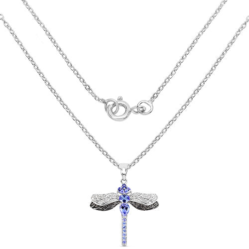 1.93 Carat Genuine Tanzanite and White Topaz .925 Sterling Silver Pendant Bids.com