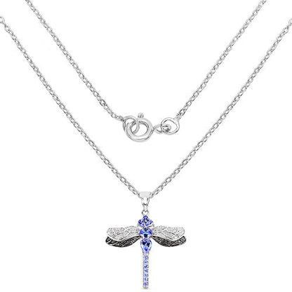 1.93 Carat Genuine Tanzanite and White Topaz .925 Sterling Silver Pendant Bids.com