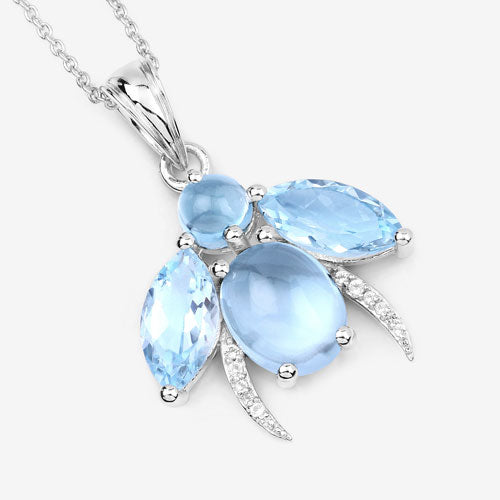 9.06 Carat Genuine Blue Topaz and White Topaz .925 Sterling Silver Pendant Bids.com