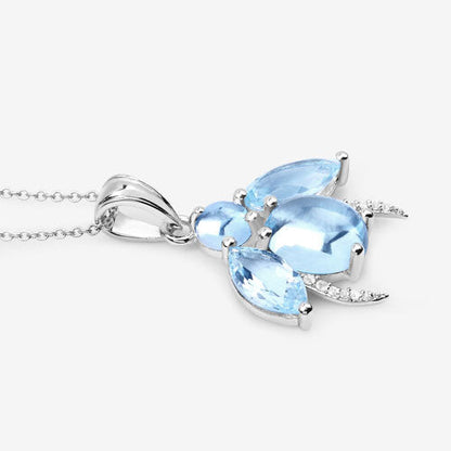 9.06 Carat Genuine Blue Topaz and White Topaz .925 Sterling Silver Pendant Bids.com