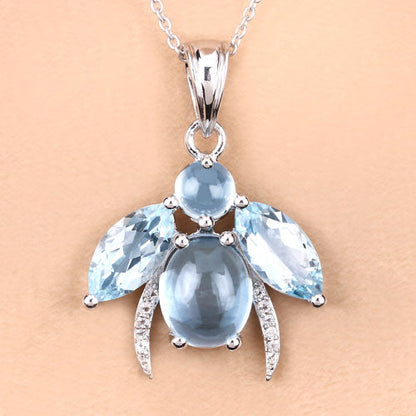 9.06 Carat Genuine Blue Topaz and White Topaz .925 Sterling Silver Pendant Bids.com
