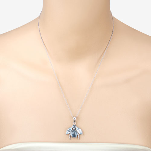 9.06 Carat Genuine Blue Topaz and White Topaz .925 Sterling Silver Pendant Bids.com