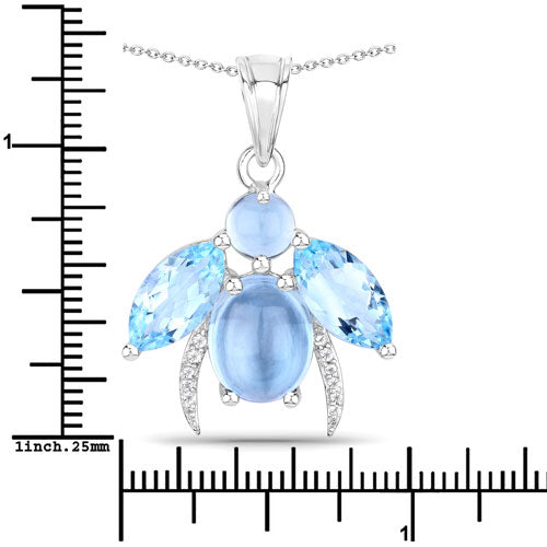 9.06 Carat Genuine Blue Topaz and White Topaz .925 Sterling Silver Pendant Bids.com