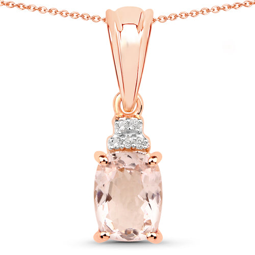 1.12 Carat Genuine Morganite and White Topaz .925 Sterling Silver Pendant Bids.com
