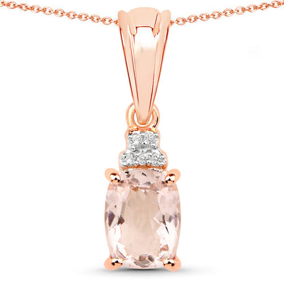 1.12 Carat Genuine Morganite and White Topaz .925 Sterling Silver Pendant Bids.com