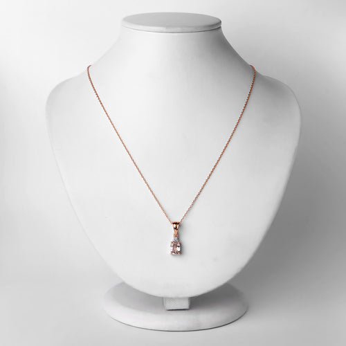 1.12 Carat Genuine Morganite and White Topaz .925 Sterling Silver Pendant Bids.com