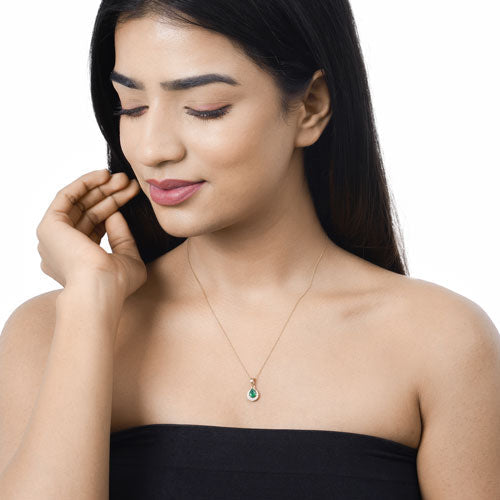 0.89 Carat Genuine Zambian Emerald and White Diamond 14K Yellow Gold Pendant Bids.com