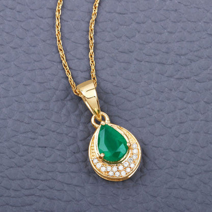0.89 Carat Genuine Zambian Emerald and White Diamond 14K Yellow Gold Pendant Bids.com