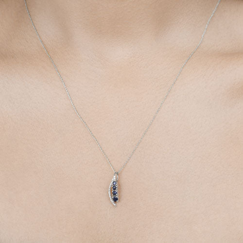 0.40 Carat Genuine Blue Sapphire and White Diamond 14K White Gold Pendant Bids.com